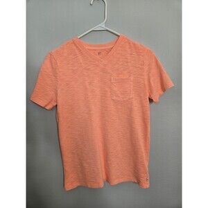 GAP Boys Orange V-Neck Pocket T-Shirt Size L (10-11) 100% Cotton Short Sleeve
